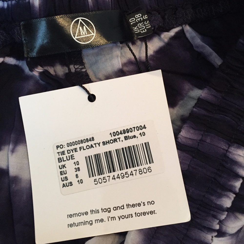 Tie Dye Blue Flowy Soft Shorts - Picture 4 of 4